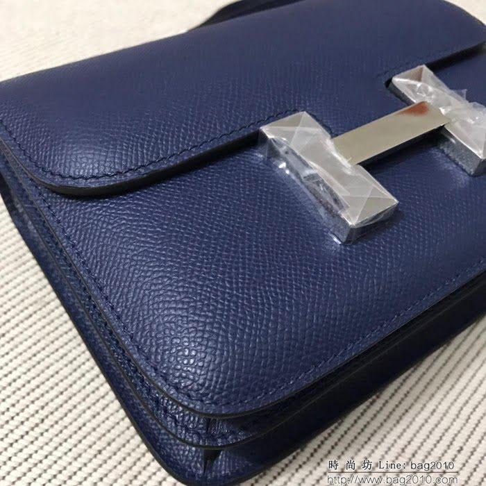 HERMES愛馬仕 H空姐包 進口原廠EP皮 頂級蜜蠟製作 街拍必備單品 寶蘭金銀 單肩斜挎包  Ama1569
